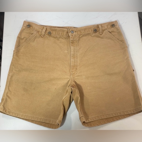Vintage Carhartt Bucksaw Logger Shorts 42 USA Made Canvas Workwear Utility - Picture 10 of 13
